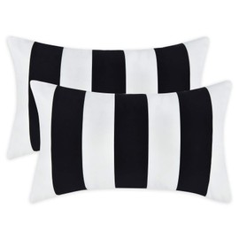 Alishomtll Set of 2 Cushion Covers Striped Soft Decorative Cushion Covers Set Decorative Cushion Covers with Zip for Sofa Bedroom 30 x 50 cm Black White