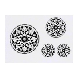 4 x 'Flower Mandala' Temporary Tattoos - Water Resistant, Skin-Safe, Non-Toxic Transfers, Mixed Sizes (TO00082392)