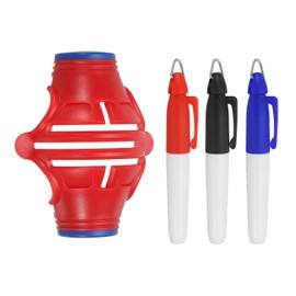 PATIKIL ゴルフボールマーカーステンシル 360度 トリプルトラ ック ゴルフボールアライメントマーキングツール ラインドローイングマーカー マーカーペン付き 男性 女性用 赤/青