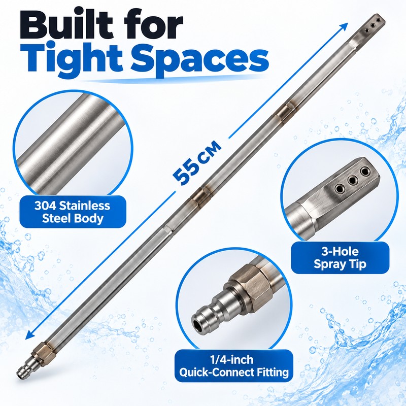 55CM Pressure Washer Cleaning Wand with 1/4-Inch Connection – 304