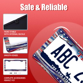 American Flag License Plate Frame Stainless Steel Patriotic USA License Plate Holder for Front or Rear Car Tags Funny Auto Accessory 12 x 6 Inch