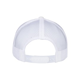 Flexfit Trucker Cap, Cappello con Visiera Piatta da Baseball con 5 pannelli Regolabile con Chiusura in Plastica, da Unisex Adulto, Bianco, Taglia unica