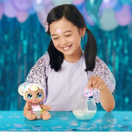 Kindi Kids Baby Sister Doll Mni Mello as Unicorn, 1 Doll with Toy Dummy and Magic Sponge for Magic Face Painting. Large, Glittery Eyes, Flexible Arms and Legs, 50275