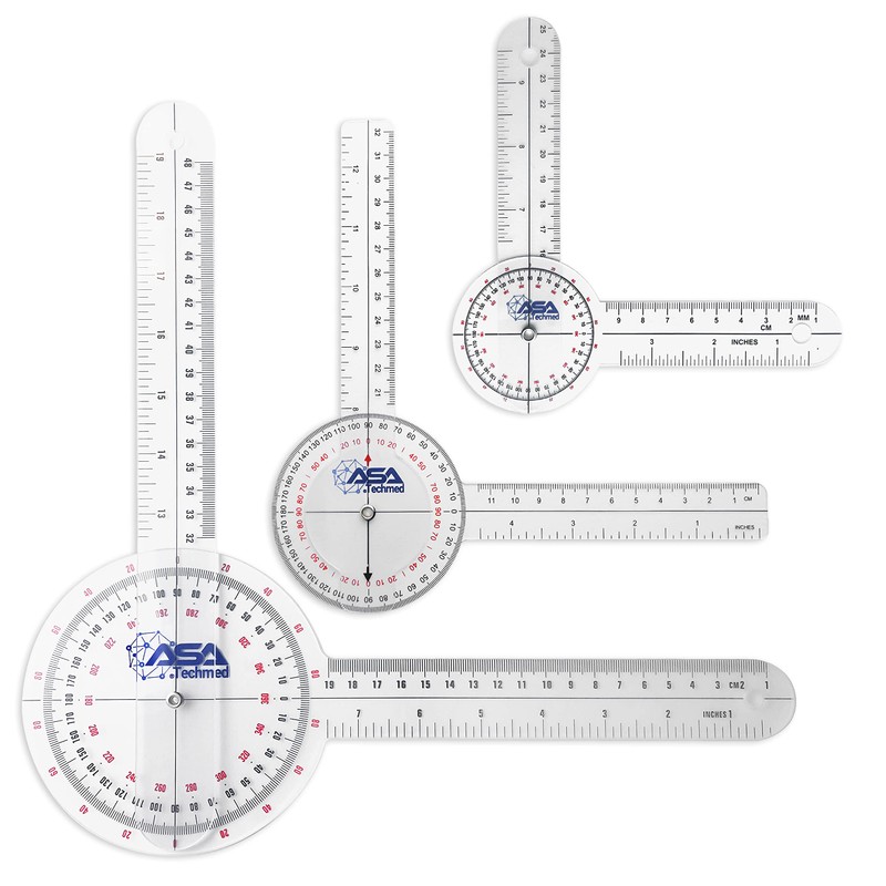 ASA TECHMED 3 Pcs Goniometer Set, 12, 8, 6 Inch