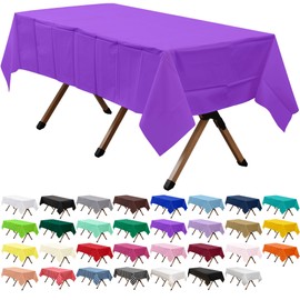 dinexlence 2 Pack Purple Premium Plastic Tablecloth Rectangle 54 x 108 Inches Reusable Violet Decorative Table Cover for Dining, Wedding, Party, Indoor and Outdoor use