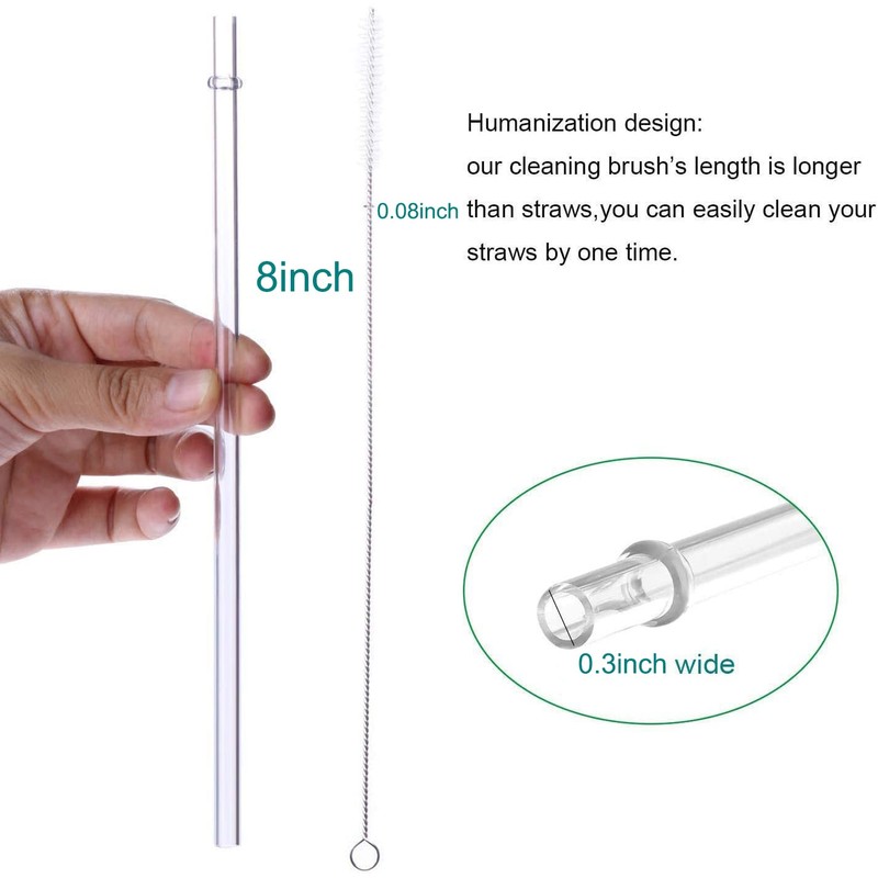 DAKOUFISH 8 Inch Reusable Plastic Replacement Drinking Straws for 12