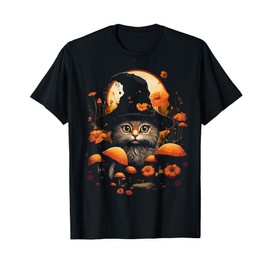 Cute Cottagecore Aesthetic Cat Mushroom Women Kids T-Shirt