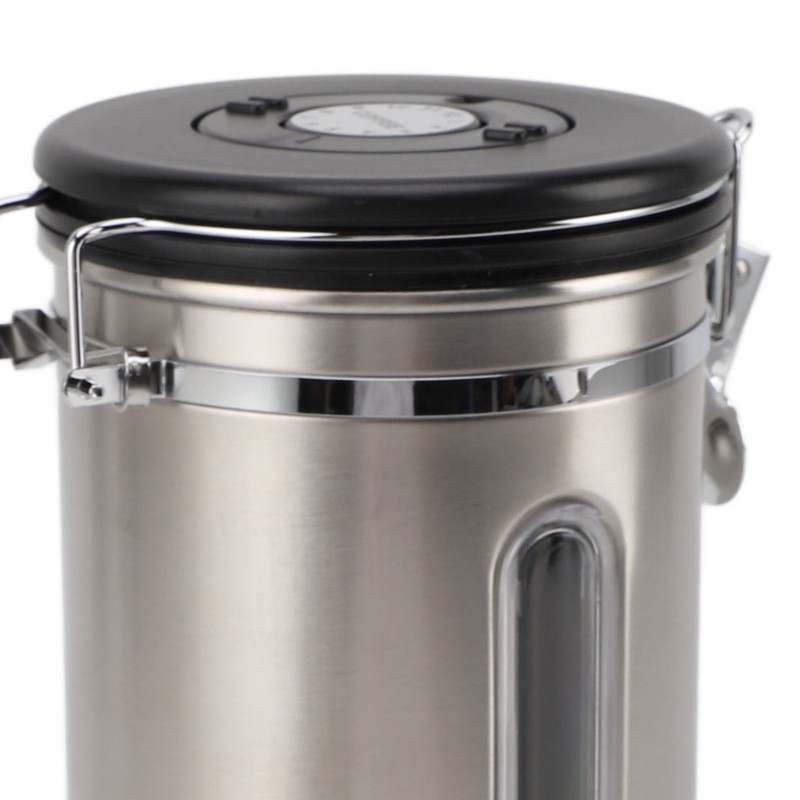 Coffee Canister 1800ml 304 Stainless Steel Window Design One Way