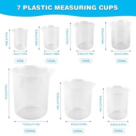 Measuring Cups with Droppers 7 Sets, Measuring Beakers Heat Resistant Cooking Baking Measuring Jugs, Plastic Jug Beakers Labs Graduated Beaker Mixing Measuring Cups Liquid Baking Cooking Measure Tool