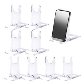 Yitexin 8 Set Book Stand for Display, Adjustable Clear Display Stand, Decorative Plate Stand, Plastic Plate Holder for Displaying Picture CD Card Magazine Purse Postcard Phone Home Office (8)