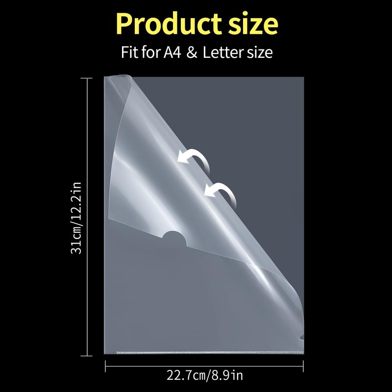 40 Pack A4 Cut Flush Folders,180 Micron Clear Plastic Folders