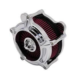 Harley Air Cleaner Turbine Intake Chrome Filter Kit Cnc Cut for Motorcycle Dyna 2000 - 2017 Softail 2000 - 2015 Touring 2000 - 2007 Fitment - B (Red)