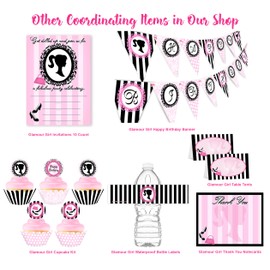 POP parties Glamour Girl Party LARGE Invitations - 10 Invitations + 10 Envelopes