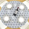 Round Table Protector Wipeable Circle Tablecloth Elastic Edged Fitted Table