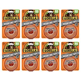 Gorilla Tough & Clear, Double Sided Mounting Tape, 1" x 60", Clear, (Pack of 8)