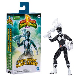 Power Rangers Mighty Morphin Black Ranger - Figura de acción de 6 pulgadas, cifras de acción de superhéroe Hasbro y juguetes para niños y niñas mayores de 4 años, incluye accesorios