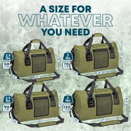 Earth Pak Waterproof Duffel Bag - Heavy Duty Motorcycle Dry Bag with Large Storage Space Perfect for Traveling, Camping, Kayaking, Fishing & Canoeing Bag 50L/70L/90L/120L Sizes