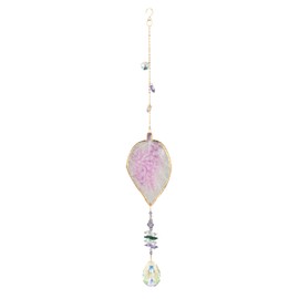 Hanging Crystal Suncatcher, Sun Catchers Indoor Window, Leaf-Shaped Crystal Hanging Ornament, Hanging Crystals for Decoration, Birthday Gift (Purple)