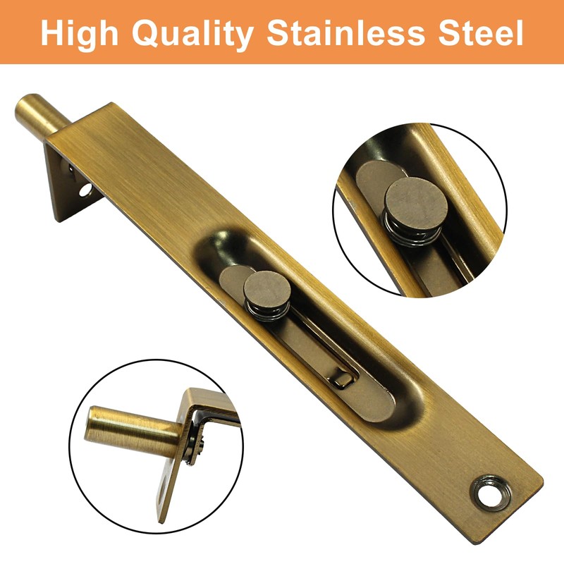6 Inch Stainless Steel Door Flush Bolt Latch, French Door