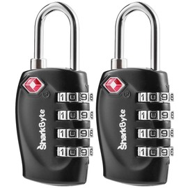 SharkByte TSA Approved Luggage Locks, 4-Dial Security Travel Combination Padlock, Travel Lock for Suitcases Luggage Case, Zipper, Backpack, Travel Bag Gym Locker Code Padlock, Suitcase Locks (2 Pack)