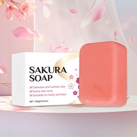 Sakura Soap, Facial Cleansing Soap, Sakura Face Soap Bar, Sakura Exfoliating Facial Soap, Natural Handmade Soap Bar, Skin Care Bar Soap for Cleanse and Soften Skin, Dark Spot Corrector 100g