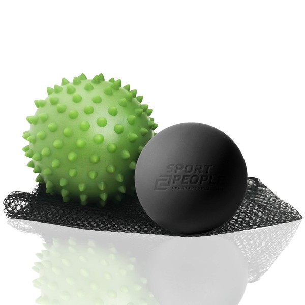 sport2people 2 Pack Massage Ball Set - Lacrosse and Spiky Balls for Your Complete Recovery and Relaxation - Made from Natural Rubber - Soft and Comfortable Touch
