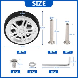 EXLECO Suitcase Replacement Wheels, 4 x suitcase replacement wheels