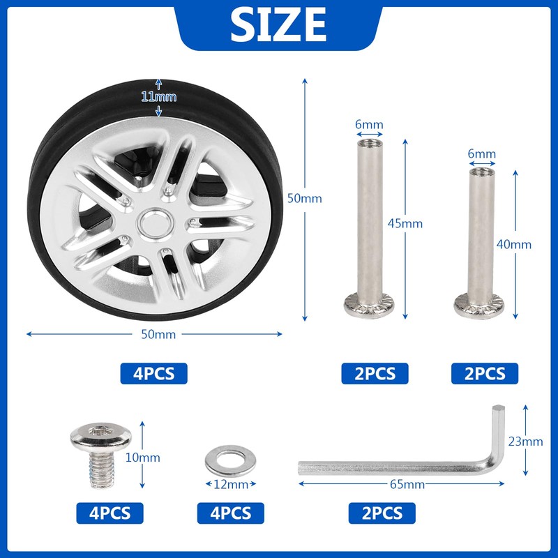 EXLECO Suitcase Replacement Wheels, 4 x suitcase replacement wheels