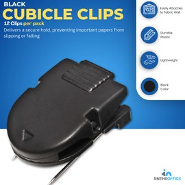 1InTheOffice Cubicle Clips, Black, 12/Pack (Black)