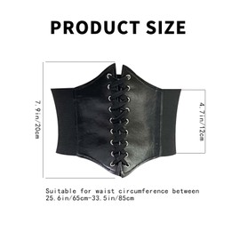 Corset Belt,Underbust Corset Waist Women Tied Waspie Women's Corsets Belts for Dress Retro Wide Elastic Leather Lace-up Fashion Harness Accessories,for Hallowen Costume Gothic Adult Ladies (Black)