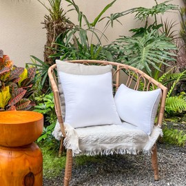 DDPSNSSJ Outdoor Throw Pillow Inserts 18x18 Inch (Set of 4) - Water-Resistant Premium Decorative Pillows Stuffer for Patio Furniture,Sofa,Chair,Bed &Porch Swing - White