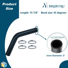1 1/2" Gasoline Fuel Filler Neck Hose with 4 Clamps - 15 7/8" Length Gas Tank Hose Replacement (1.5" ID 45 Degree)