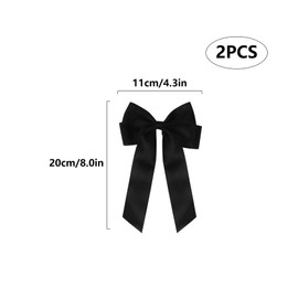 2 Pack Bow Hair Clips, Black Hair Bows for Women Girls, Large Bow Clips Hair Barrette Hair Accessories