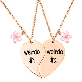 MJartoria Best Friend Necklaces BFF Necklace for 2 Friendship Valentines Day Gifts Matching Heart Pendant Necklace Best Friends Forever (Silver, B-Flower)