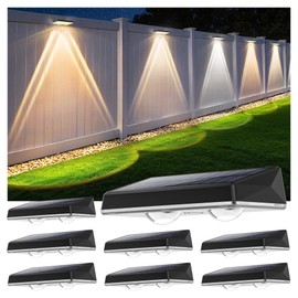 SunFlickt Solar Fence Lights Outdoor 8-Pack | IP67 Waterproof Solar Wall Light | Dusk to Dawn Auto On/Off 12+ Hours for Outside/Backyard/Railing/Step/Patio/Deck/Pool (3000K/4000K/6000K White)
