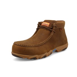 Twisted X Women's Work Chukka Driving Moc, Moc Toe Steel Toe with CellStretch, Pecan, 9 M