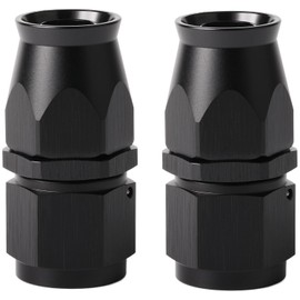 Podavelle 12AN PTFE Hose End Fitting Straight Swivel Aluminum Black 2PCS