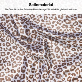 Lirex Set of 2 Satin Cushion Covers 40 x 80 cm with Zip, Soft Like Silk Cushion Covers, Satin Pillowcase Cushion Cover for Hair and Skin, Cream Leopard
