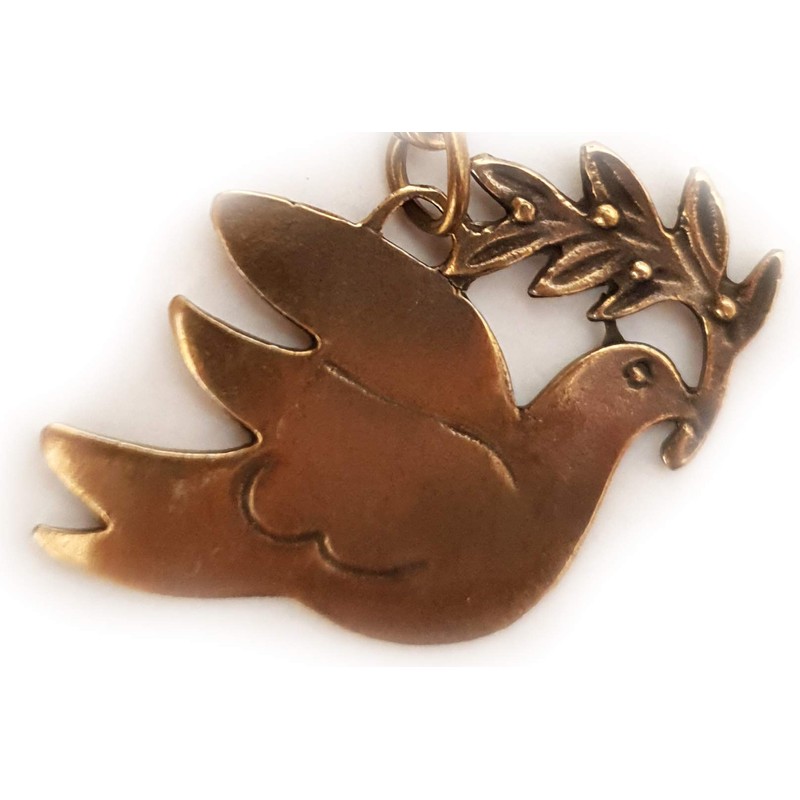 IconsGr Ancient Greek Dove of Peace Keyring with Olive Branch,