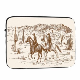 Nicokee Laptop Sleeve Bag 15 15.4 15.6 Inch,American Wild West Desert with Cowboys Beige Protective Polyester Computer Cases Laptop Cover Briefcase Bag Tablet Travel Cover