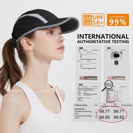 GADIEMKENSD UPF50+ Folding Outdoor Hat Unstructured Reflective Design Breathable Soft Sport Cap for Outdoor Sports, Reflective, Deep Black