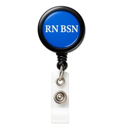 25 Pack - RN BSN Badge Buddy Reels with Alligator Clip - Swivel Retractable Reel RN BSN Badge Holder & Title Card in One - Nurse Retractable Hospital I'd Role Dome Label by Specialist ID (Blue)