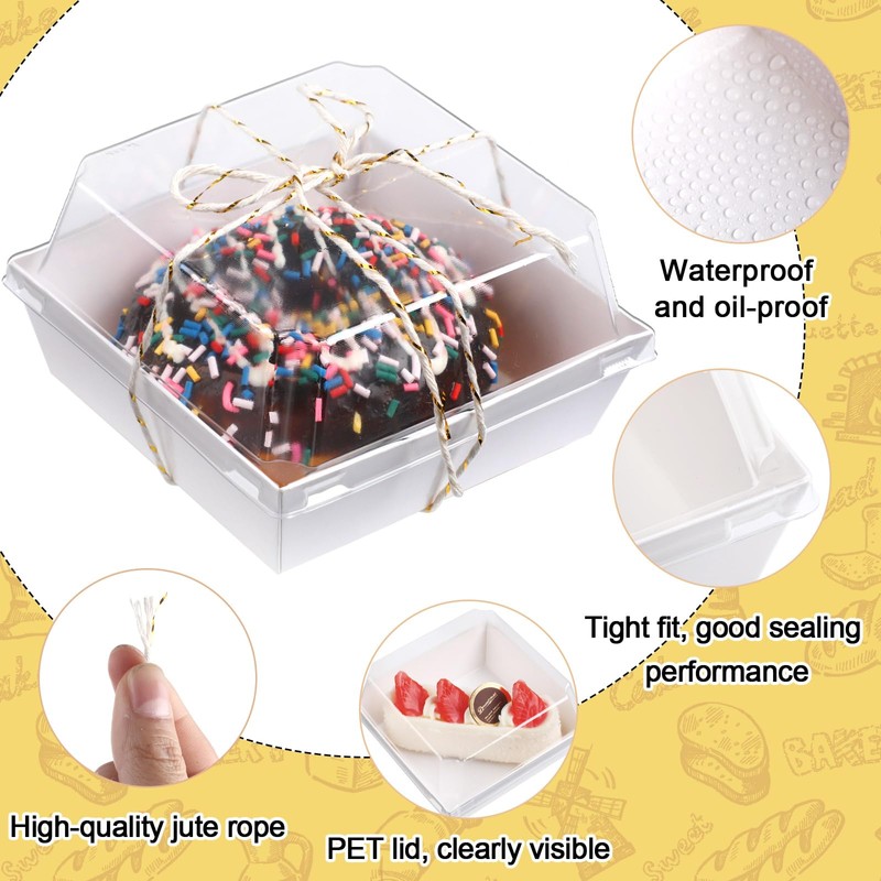 Jetec 150 Pack Charcuterie Boxes with Clear Lids and Rope
