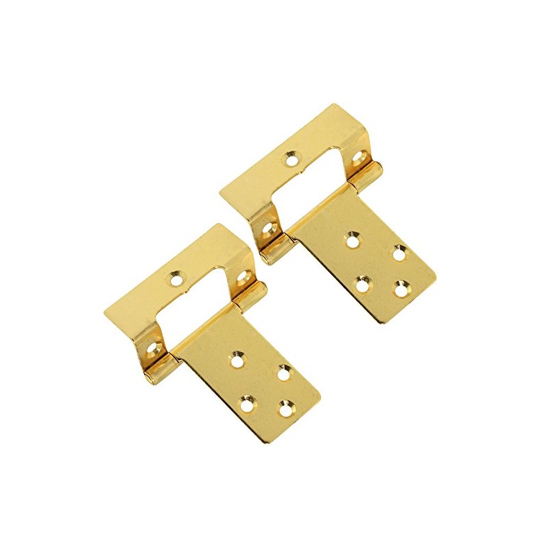 Pair of Large Brass Cranked 50mm / 2" Flush Hinges