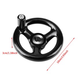 Milling Machine Hand Wheel, Plastic Round Three Hand Wheel 1Pc 12 * 100Mm Black Round 3 Spoke Hand Wheel for Lathe Milling Machine