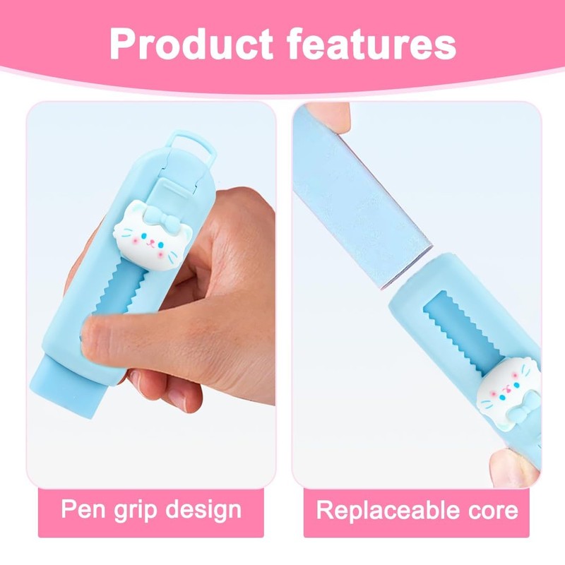 Pack of 2 Retractable Erasers - Meow, Eraser for Pencils