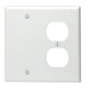 Leviton 2-Gang 1-Duplex 1-Blank Device Combination Wallplate, Standard Size, Thermoset,