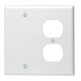 Leviton 2-Gang 1-Duplex 1-Blank Device Combination Wallplate, Standard Size, Thermoset, Box Mount, 88008, White