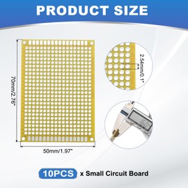 sourcing map 10Pcs Solderable Breadboard, 2.76"x1.97" Double Sided Circuit Board Yellow Tinned PCB Board Small Prototype Board for DIY Electronics Projects Apply to Soldering Projects