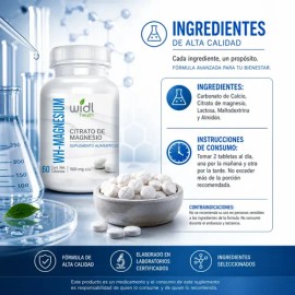 Citrato de Magnesio Widl Health en Tabletas, Suplemento Nutricional de Alta Biodisponibilidad                                                         